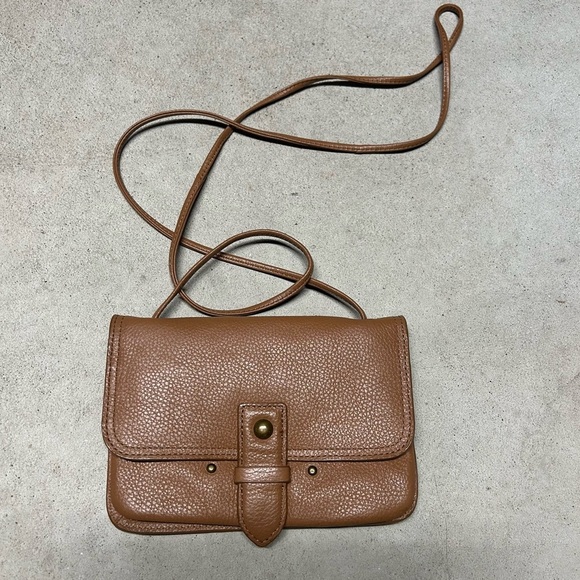 Lucky Brand Liza Convertible Wallet Crossbody Brown 100% Leather Pebbled - Picture 1 of 8